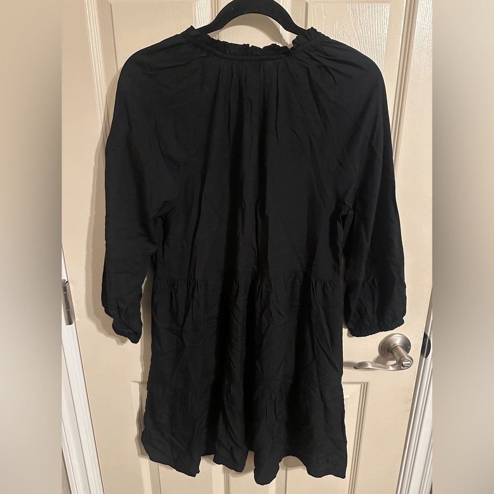 The Drop @CaralynMirand Ruffle V-Neck 3/4 Sleeve Tiered Midi Dress, Black, Sz S - Picture 4 of 12